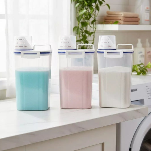 Dispenser Organizador de Lavanderia 2,5L com Copo Medidor | Pote Hermético
