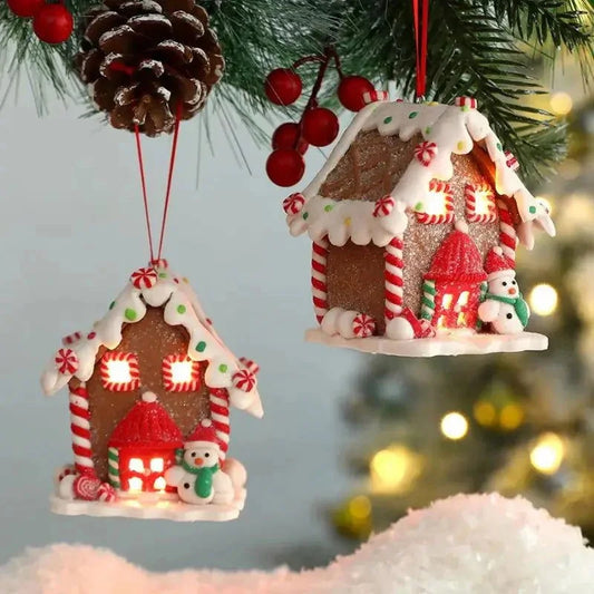 Enfeite de Natal Rústico Pingente de Casinhas para árvore