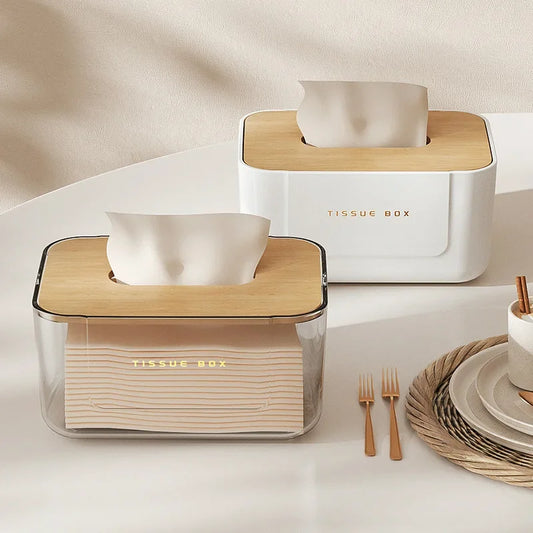 Porta Lenços Estilo Japonês com Tampa de Bambu