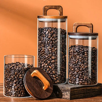 Pote Hermético de Vidro com Vedação a Vácuo para Grãos e Café